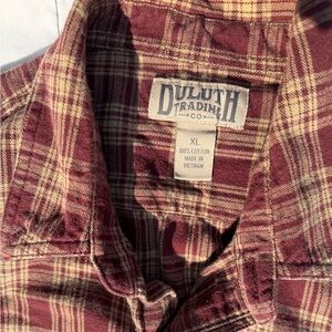 Duluth Trading Co. Burgundy Plaid Shirt